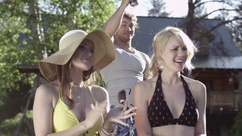 Kristen Hager, Crystal Lowe - Naked Videos in A Little Bit Zombie (2012)